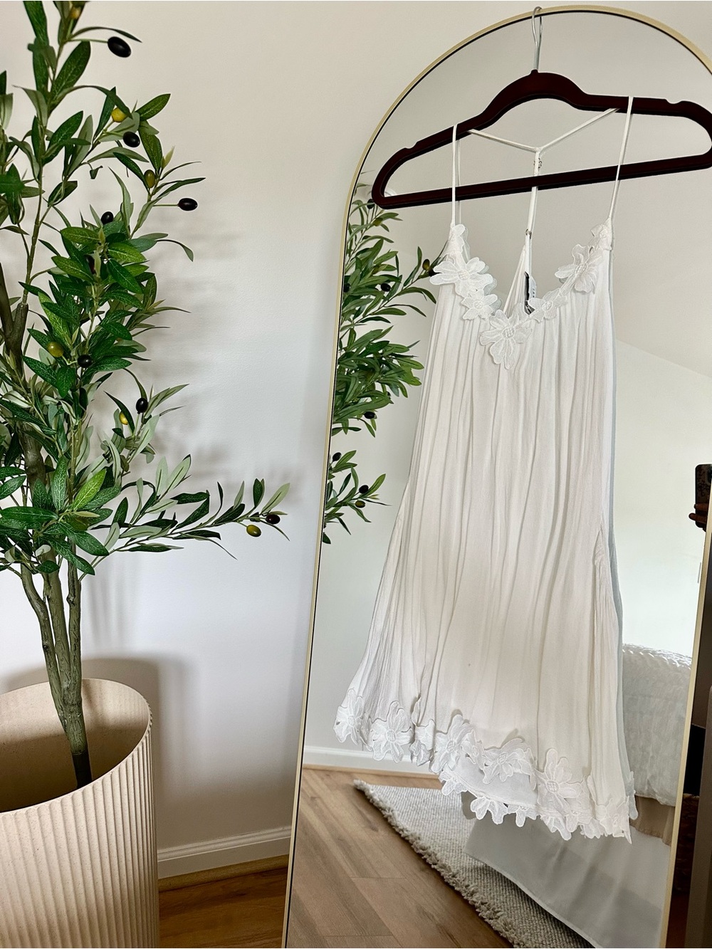 Lush White Floral-Trim Slip